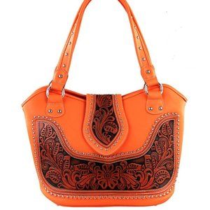 Concealed Carry Tooled Leather Shoulder Bag